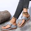 Flat-bottomed thick-soled women's cool slippers large size 4 thick-soled flip-flops shoes summer new wedge slippers