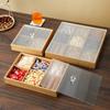Moderne Snackplatte aus Bambus mit neun Gittern, Trockenobsttablett, Snackbox für Zuhause, japanisch, mit Deckel, Nuss-Aufbewahrungstablett