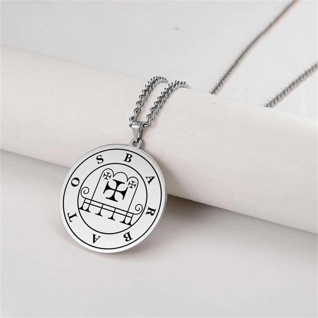 EUEAVAN Vintage Solomon Seal Pendant Necklaces Stainless Steel Silver Color King Asmoday Demon Sigil Amulet Jewelry Gifts