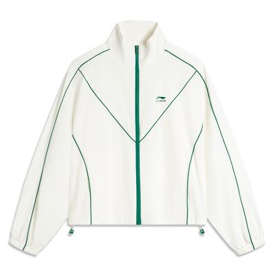 Σειρά Αθλητικού Lifestyle Αντιανεμικό Μπλουζόν με Όρθιο Γιακά και Χρωματικές Αντιθέσεις Γυναικείο Εξωτερικό Ρούχο Εκρού AFDU540-1