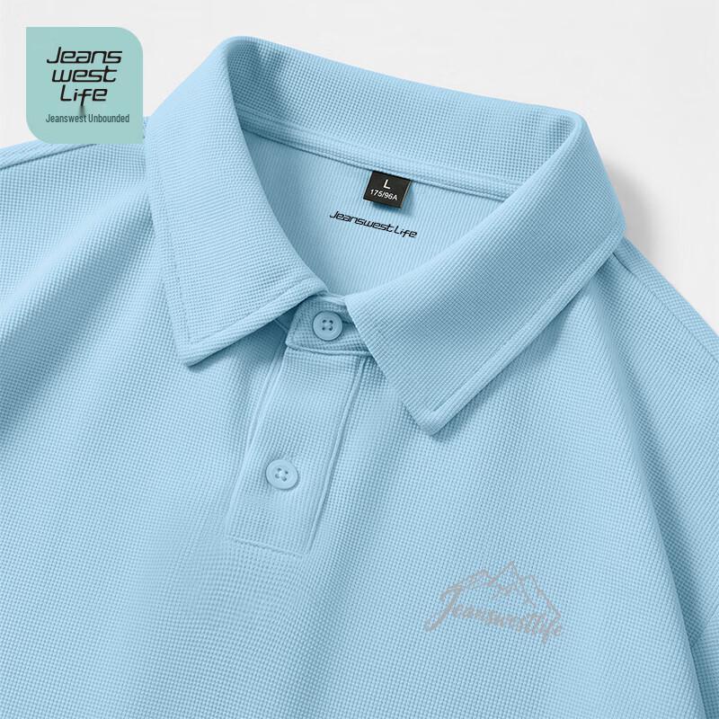 

JEANSWEST LIFE Men s Waffle Knit Short Sleeve Polo T-Shirt M