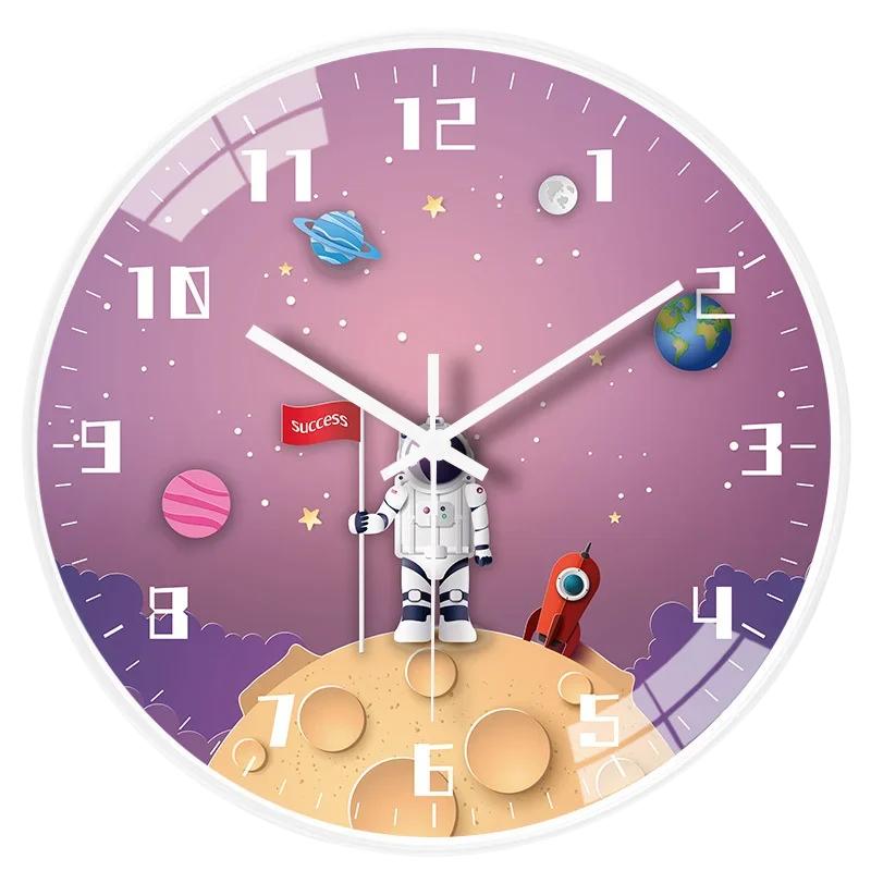 Creative children's room wall clock living room home quiet bedroom wall hanging free for kitchen bedroom study wall decoration