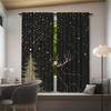 Golden Christmas Tree Elk Print Curtains Pole Bag Decorations Home Room Curtain Polyester