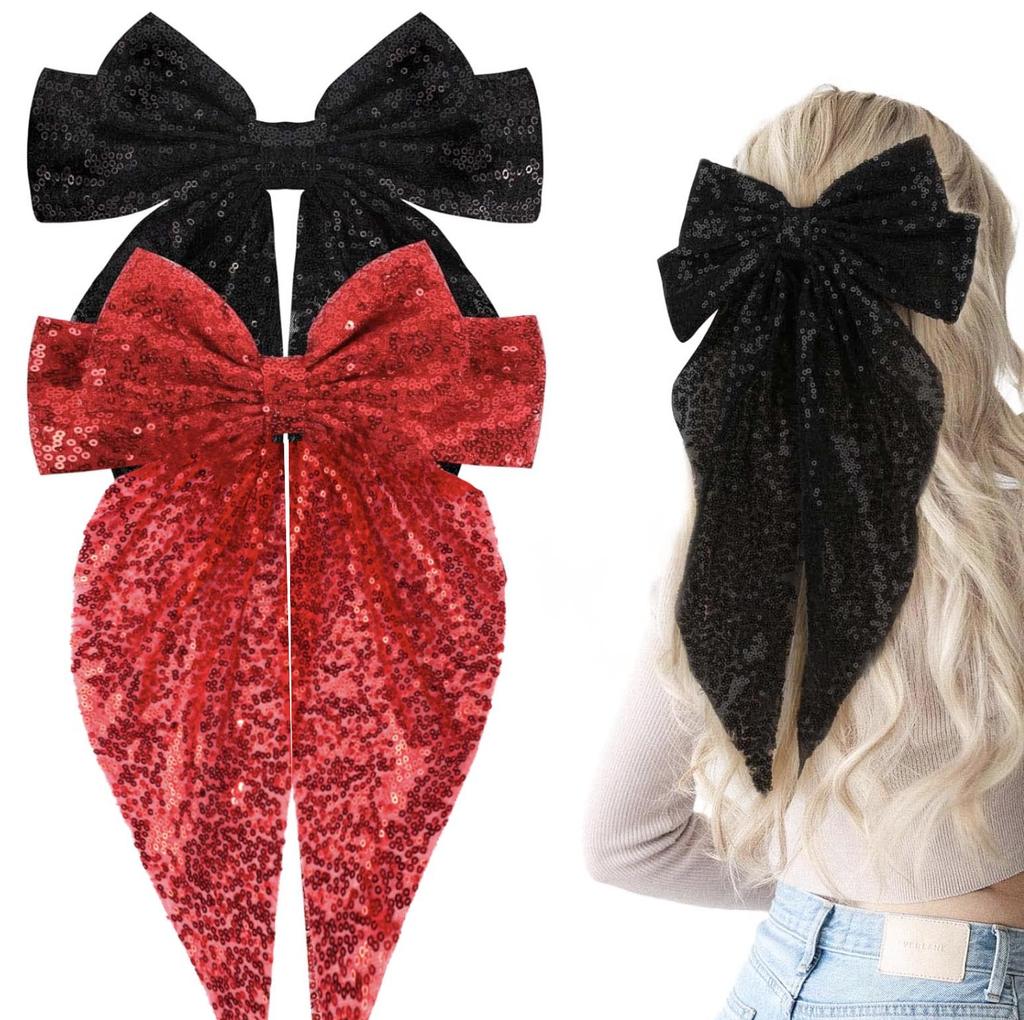 Neue bunte Pailletten Große Schleife Haarspange für Damenmode Pferdeschwanz Schleife Haarnadel BB-Clip Mädchen Haaraccessoires