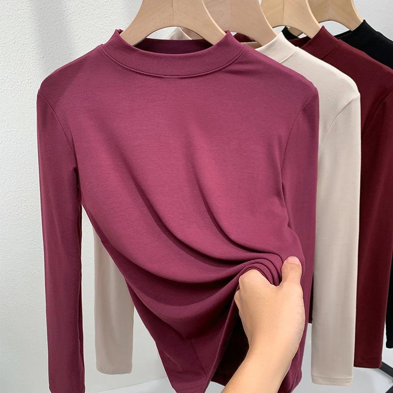 Stand-up collar bottoming shirt women's new women's clothing solid color Baita long-sleeved t-shirt autumn and winter inner waist top