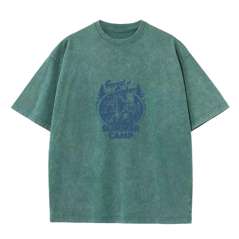 Forest of Endor Summer Camp Normal Father Day Cotton Crew Neck Unisexs Tops Tees Washed Tops T Shirt Funny Washed T Shirt