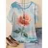 Sommer Damen 3D-Druck Rundhals T-Shirt Mode Vielseitig Atmungsaktiv Trend Lässig