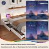 Double bed 180*200cm, with USB port, LED lighting and socket, controllable via mobile app, 2 nightstands, with drawer storage, without mattress, white