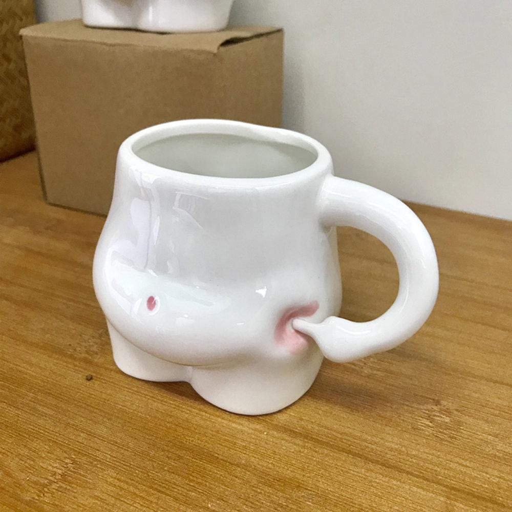 Kawaii Ceramic Coffee Mug Cute Pinch Belly Porcelain Cup Creative Funny Drinking Mug for Breakfast Milk Water