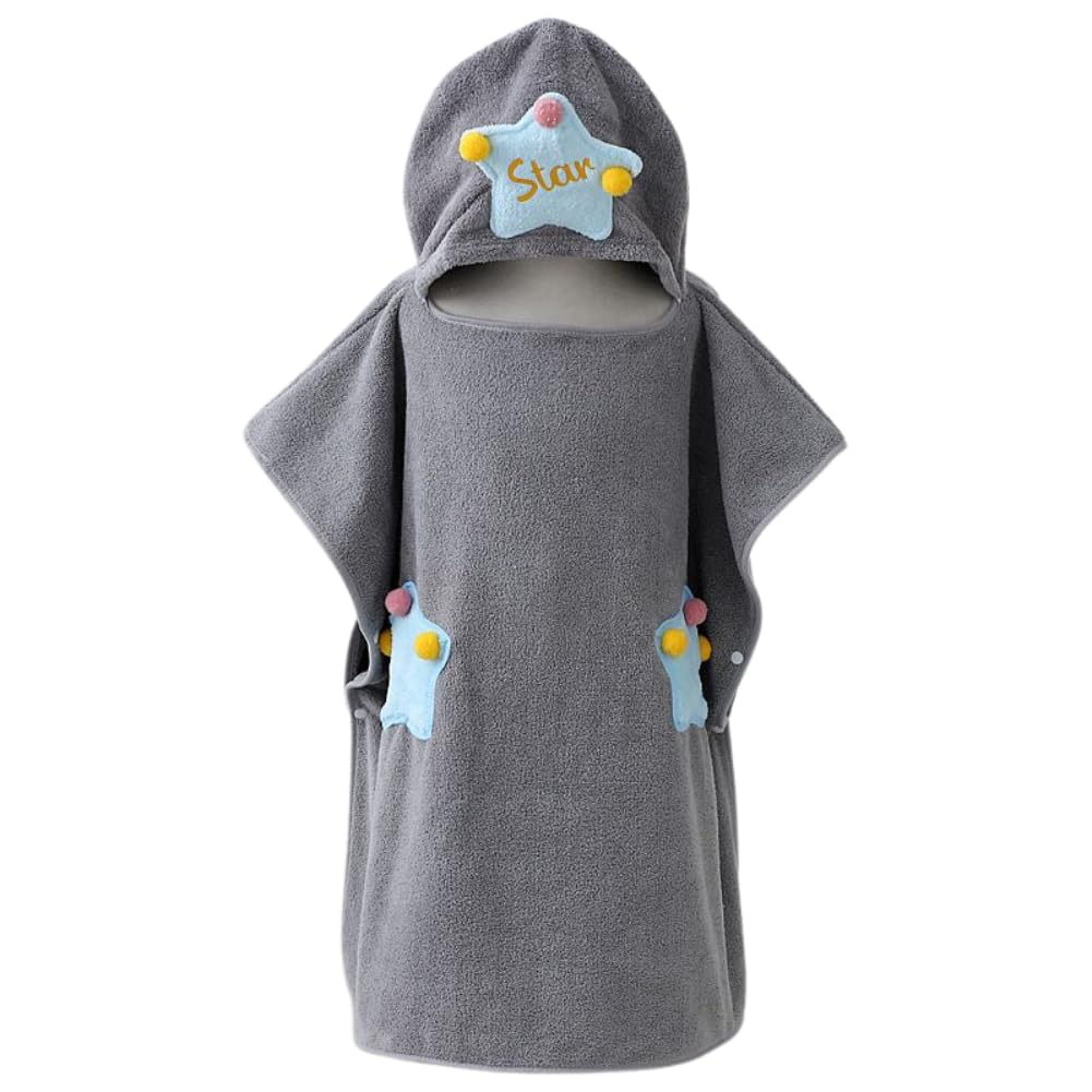 

Обертывающее пляжное полотенце носимое впитывающее и для после для звездочки полотенце, халат, полотенце, пончо, полотенце, быстросохнущее, для ванны, для плавания, для детей, (серый) серый