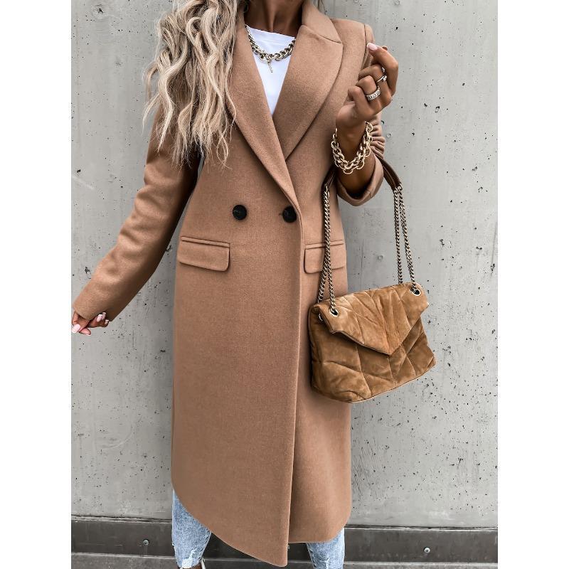 Autumn and Winter Long Suit Collar Woolen Coat Coat Women