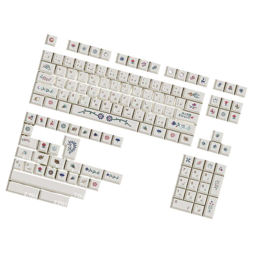 135 Keycaps Ergonomic PBT Keycap Set Mysterious Voynich Manuscript Theme Perfectly For Enhancing Desktop Aesthetics