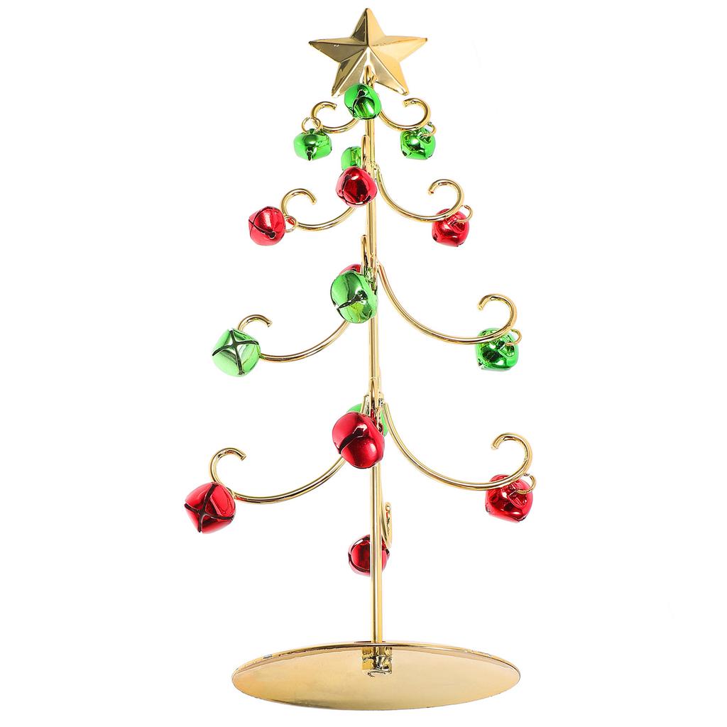 Iron Christmas Tree Small Xmas Tabletop Decor Ornament Bell Metal Christmas Holiday Decorative Adornment Office Cafe Restaurant