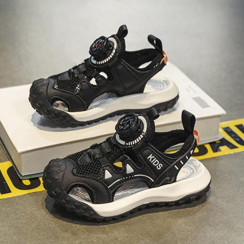 Children's Sandals Summer 22 New Children's Shoes Sports Beach Shoes Medium and Large Children's Baotou Rotating Button
