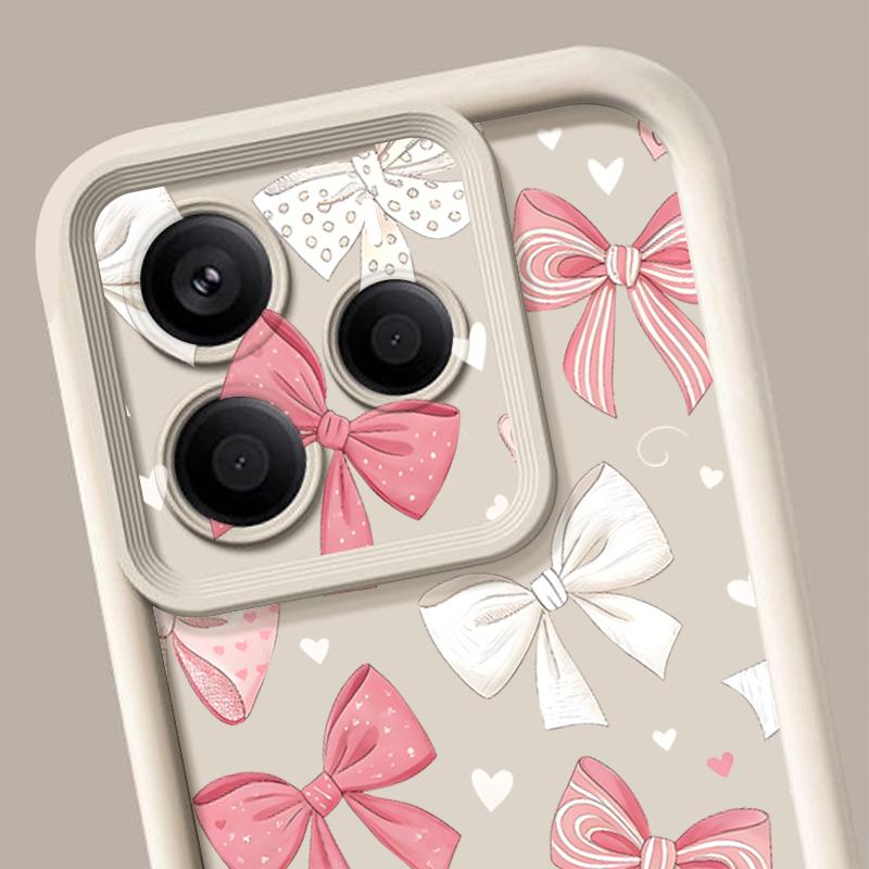 Sweet Bow Heart Pattern Phone Case For Xiaomi Redmi Note 15 14 5G For Redmi Note 13 14 15 Pro 4G Soft TPU Silicone Back Cover