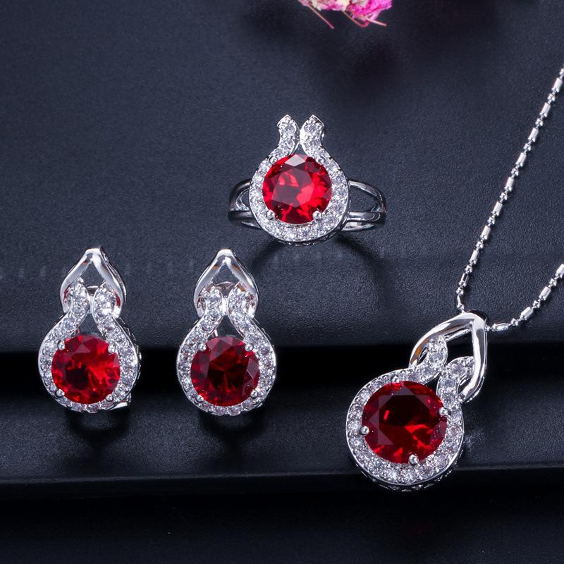Jewelry Necklace Set, Simple Zircon Three-Piece Set.