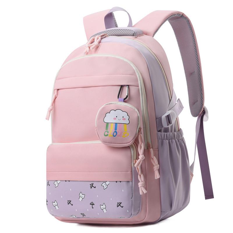 Lightweight Large Capacity School Backpack For Girls Stylish Casual Design For 3-6 Grades