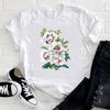 (European Size) 90s Tee Top Fashion Flower Watercolor Lovely T Shirt Clothing Casual Short Sleeve Women Print Lady Female Graphic T-shirt