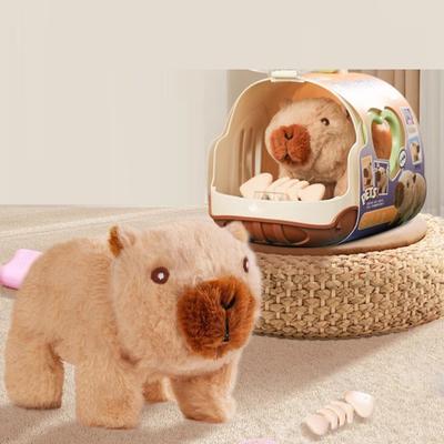 Interactive Capybara Animal Dolls Electric Pet Toy with Simulation Sound Lovely Walking Plush Toy for Boys and Girls