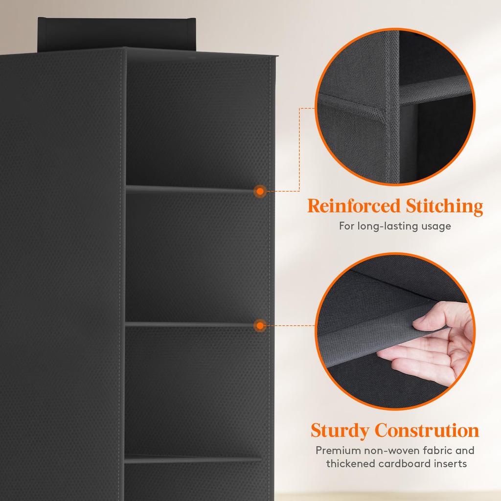 Lifewit Cappellino da Baseball Appeso Porta Cappelli Espositore in Tessuto Supporta fino a 40 Porta Cappelli Organizer a 10 Scomparti Nero, Rastrelliera, Scaffale in Tessuto Non Tessuto, Cappelli, Armadio/Camera da Letto
