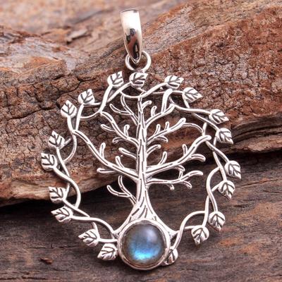 Reiki-Anhänger, Kristallheilungsanhänger, Baum des Lebens Anhänger, Silberschmuck, handgefertigter Anhänger, 925 Silberschmuck, Unisex-Anhänger
