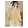 DIMANAF 2026 Summer Women Plus Size New Blouse Shirt Cotton Lace Embroidery Casual Loose Fashion Lady Tops Tees Batwing Sleeves