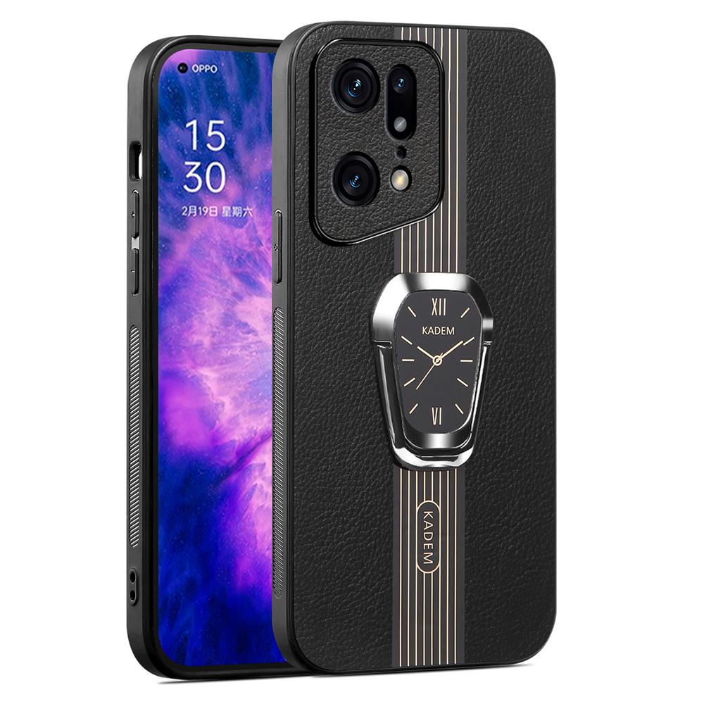 

KADEM Чохол для Oppo Find X5 Pro Чохол-підставка з можливістю складання Протиударний з покриттям зі шкіри Black