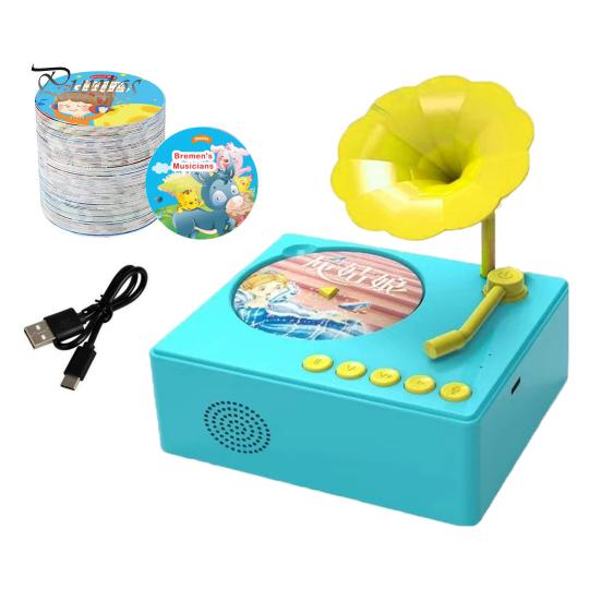 

Детский граммофон с 48 карточками для раннего образования детей, граммофон, музыкальный проигрыватель, магнитофон, музыкальная шкатулка, интерактивная игрушка для рассказывания историй для малышей небесно-голубой