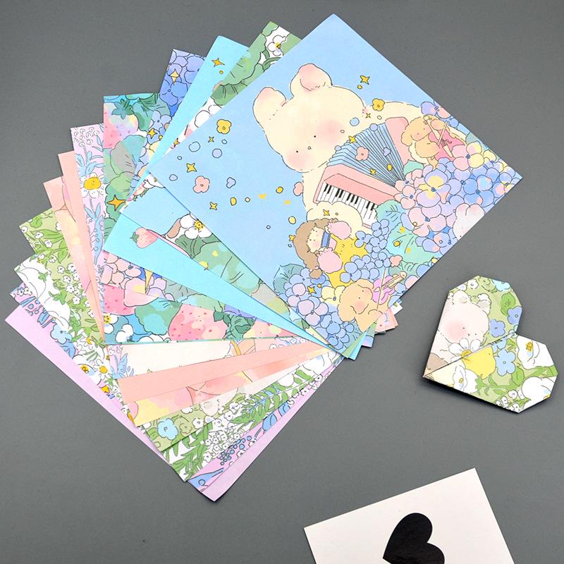 Colorful Cartoon Origami Paper for Kids – Heart & Crane DIY Craft Cardstock