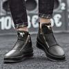Trendy Men's Shoes, Summer  New Leather Breathable High Top Shoes, Thick Soled White Casual High Top Board Shoes