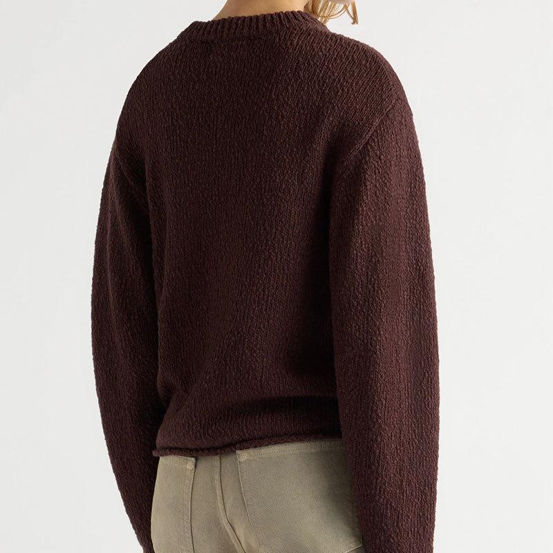 Crew Neck Pullover Loose Sweater Autumn and Winter New Solid Color Versatile Knitted Sweater Top Women's Clothing