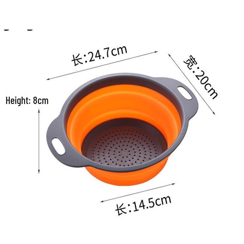 Collapsible Round Kitchen Basket for Washing and Draining Fruits and Vegetables