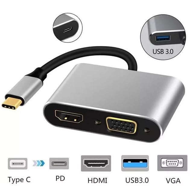SUNROZ HDMI and VGA Adapter with Type-C Adapter Hub for USB-C To TV and Projector Cable for TV 4K (A486590)