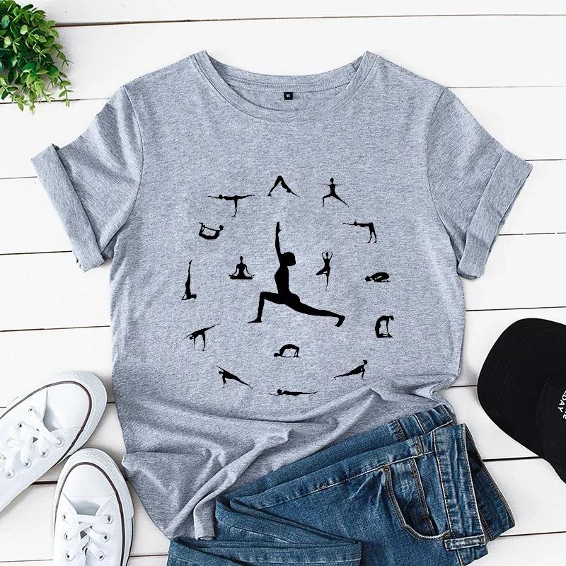 New 2000s Lovely Y2k Top Tshirt Fashion Clothes Women Summer Casual Yoga Posture Print Clothing Short Sleeve Graphic T-shirt