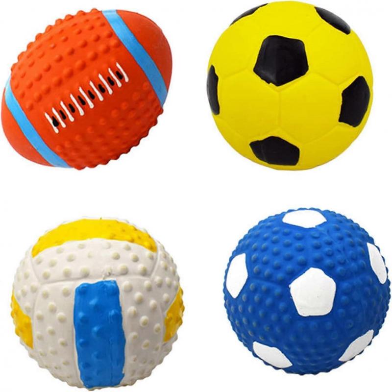 Natural Latex Rubber Dog Balls, Soft , Bouncy And Durable, Set Of 4(small)