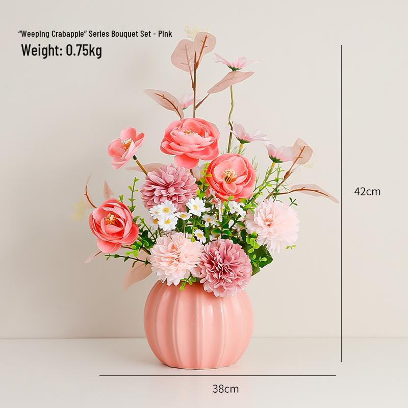 Nordic Artificial Flower Decor: Realistic Floral Arrangements for Living Room & Dining Table.