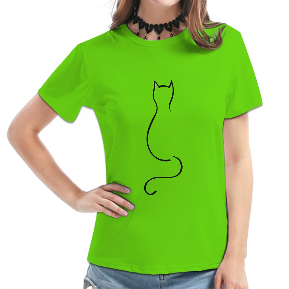 

Women s Tee - Minimalist Cat Line Graphic, Cute Casual Daily Wear 6XL