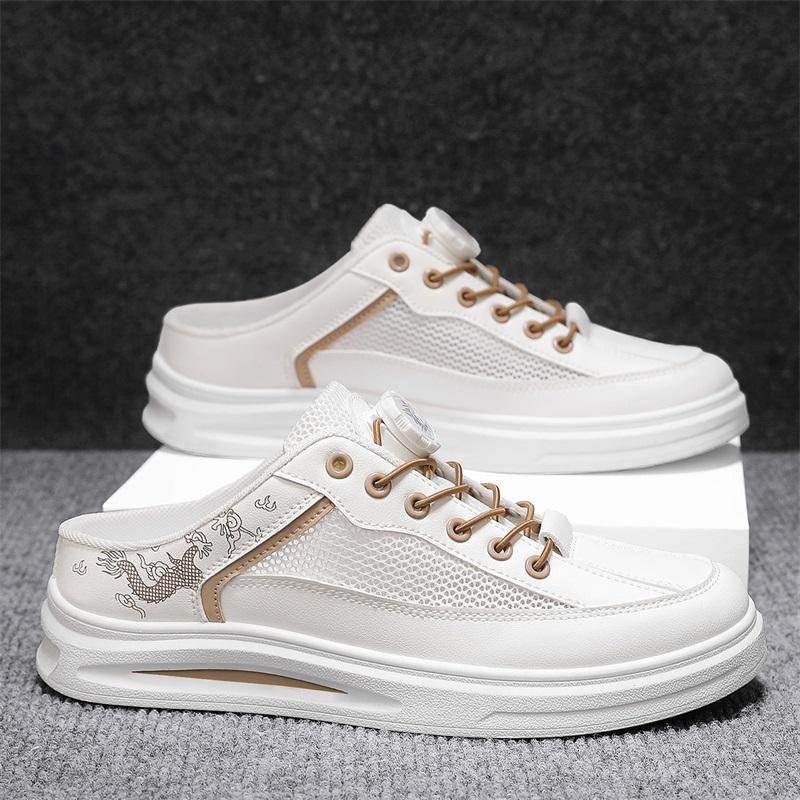 

Сетчатые полуботинки для мужчин Мюли Сандалии без задника Обувь для доски Летние шнурованные балетки Тапочки Мужские шлепанцы Мужские полузакрытые повседневные туфли 39