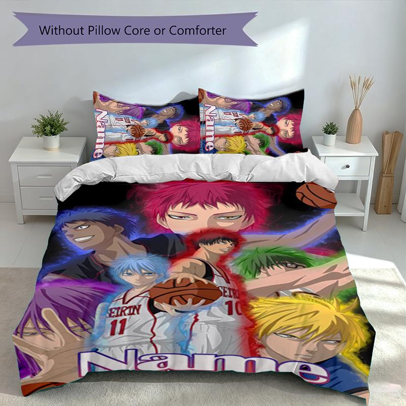 3pcs Custom Name Kuroko's Basketball Set,Includes 1 Duvet Cover and 2 Pillowcases,All-season Bedroom Decor