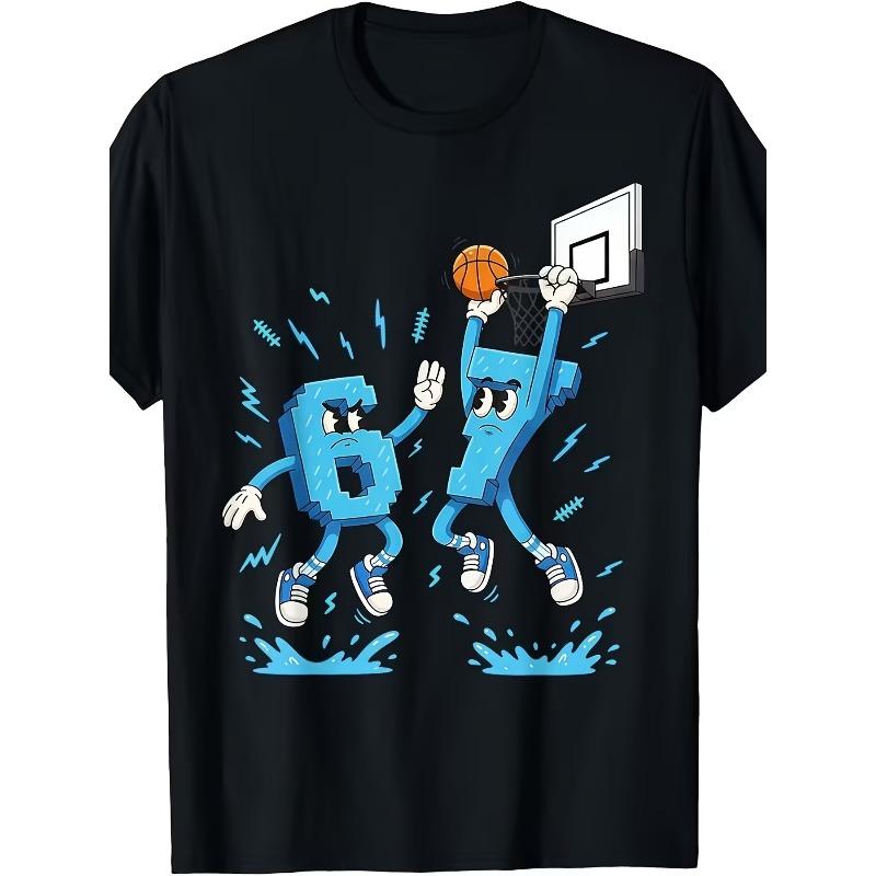 

European sizes Fun 67 Six-Seven Basketball Italian Design 6-7 Years Old Youth Children s T-Shirt Spring Summer Boys 164cm чорний