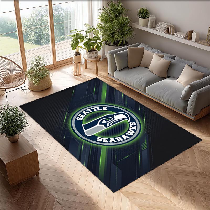 Tappeto in Velluto Cristallo Seattle Seahawks Morbido Anti?Tappetino Antiscivolo Comodo per Casa Soggiorno Camera da Letto Tappeto Decorativo