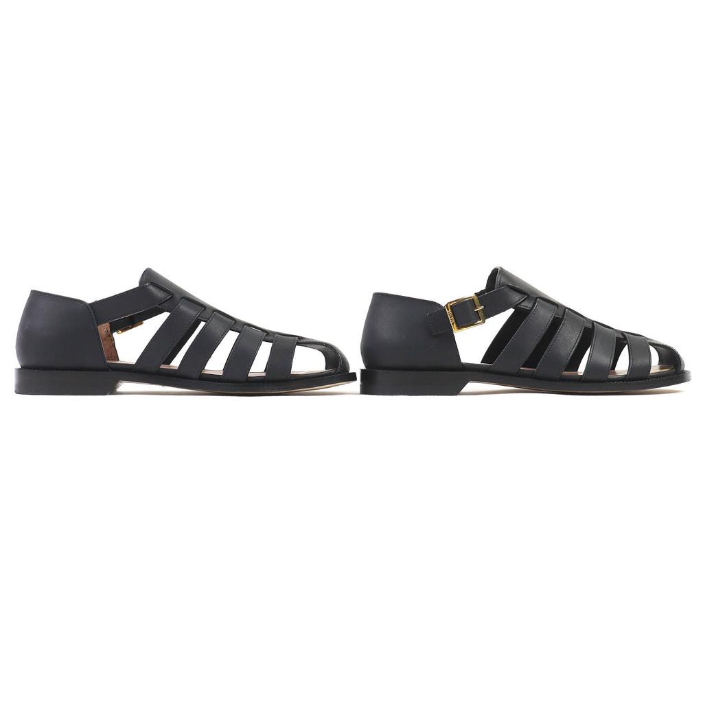 Pristine LOEWE Sandals CAMPO Logo Buckle Gurkha Sandals Black 39 L814465X77 Used