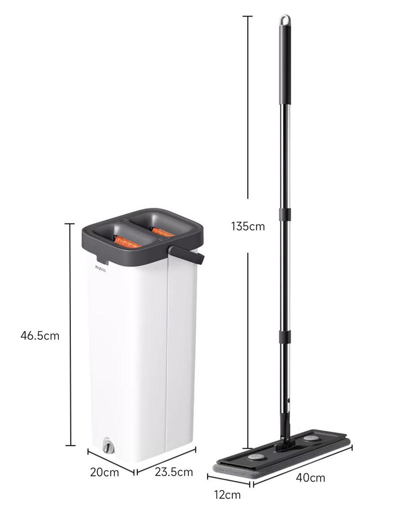 Mop with 360 Degree Rotating Mop and Integrated Floor Large Capacity Separate Bucket for Cleaning and No Hand Wringing Wet and Dry Floor Cleaning Mop