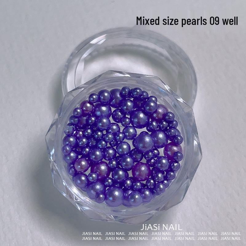 Christmas 12-Grid Mixed Color Pearl Nail Art High-Gloss 3D Beads Decorations