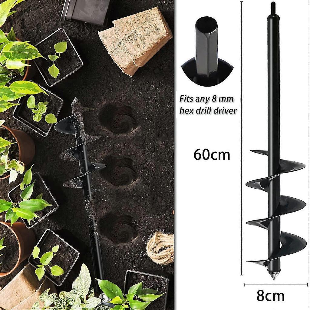 Garden Spiral Drill Bit 8x60cm Garden Spiral Drill Bit Flower Ball Spiral Drill Bit Gardener Umbrella Drill Bit Excavator Hexagonal Drill Bit Spiral D