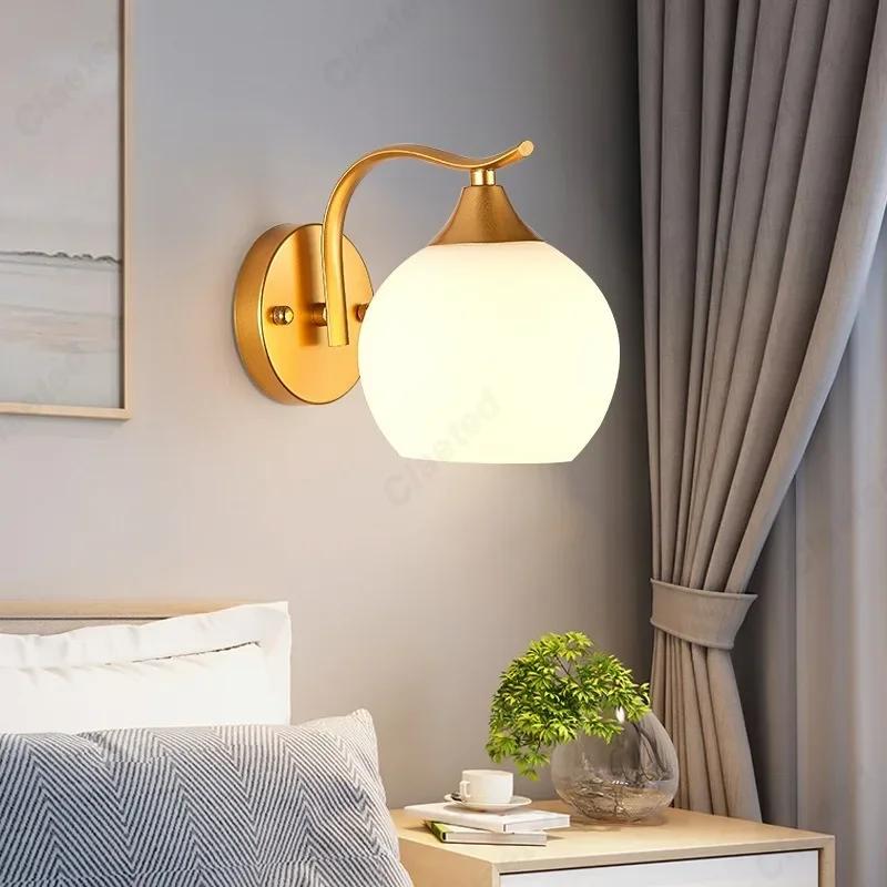 Minimally Designed LED Glass Spherical Wall Lamp for Bedroom Bedside Lamp Living Room Dining Room Corridor Decoration Lighting