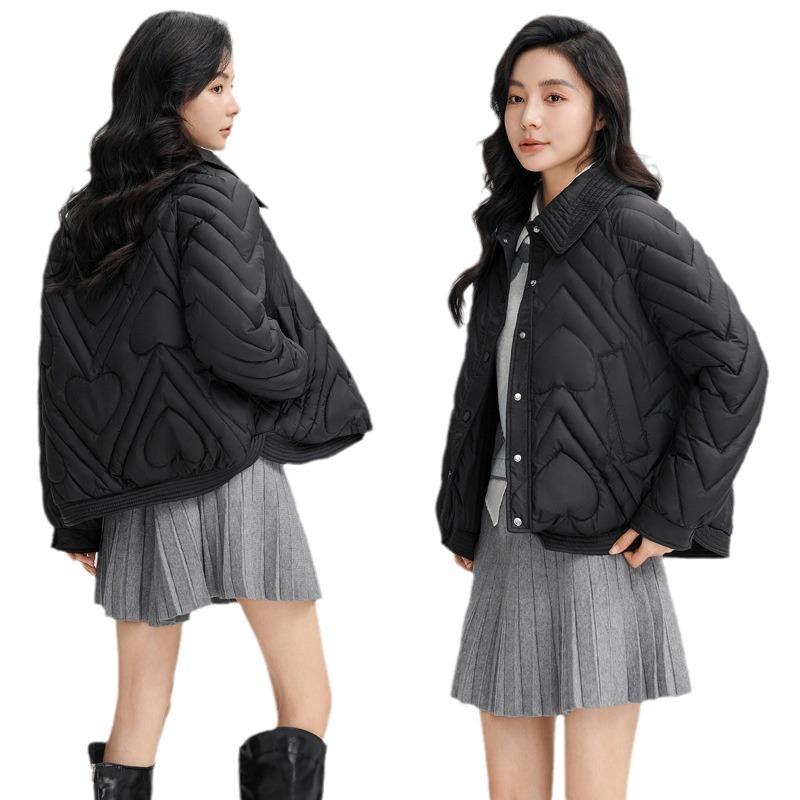 2025 thickened new lapel cropped cotton jacket women's thickened student small fragrant shirt collar loose cotton jacket