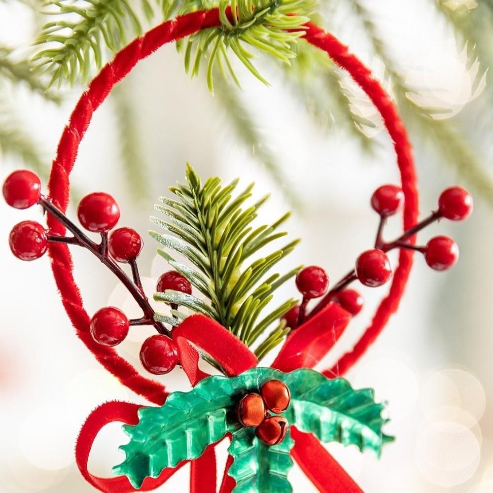 Red Retro Christmas Bells Iron Xmas Tree Hanging Bells Christmas Chime Bells  Outdoor Decorations
