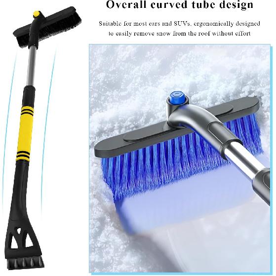 31.5" Ice Scraper and Extendable Snow Brush, 360° Rotating Brush Car Snow Scraper with Ergonomic Foam Grip, 3-in-1 Detachable Winter Ice Removal