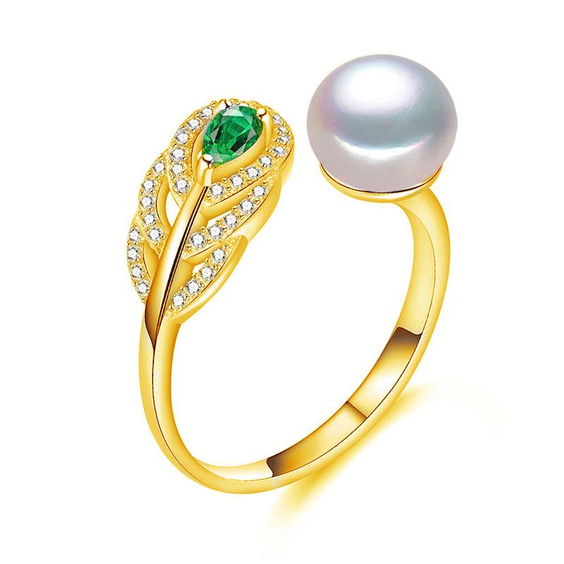 FEEYOO Natural Freshwater Pearl Rings For Women Girls Fashion Gold Color Adjustable Size Flower Ring Birthday Gift